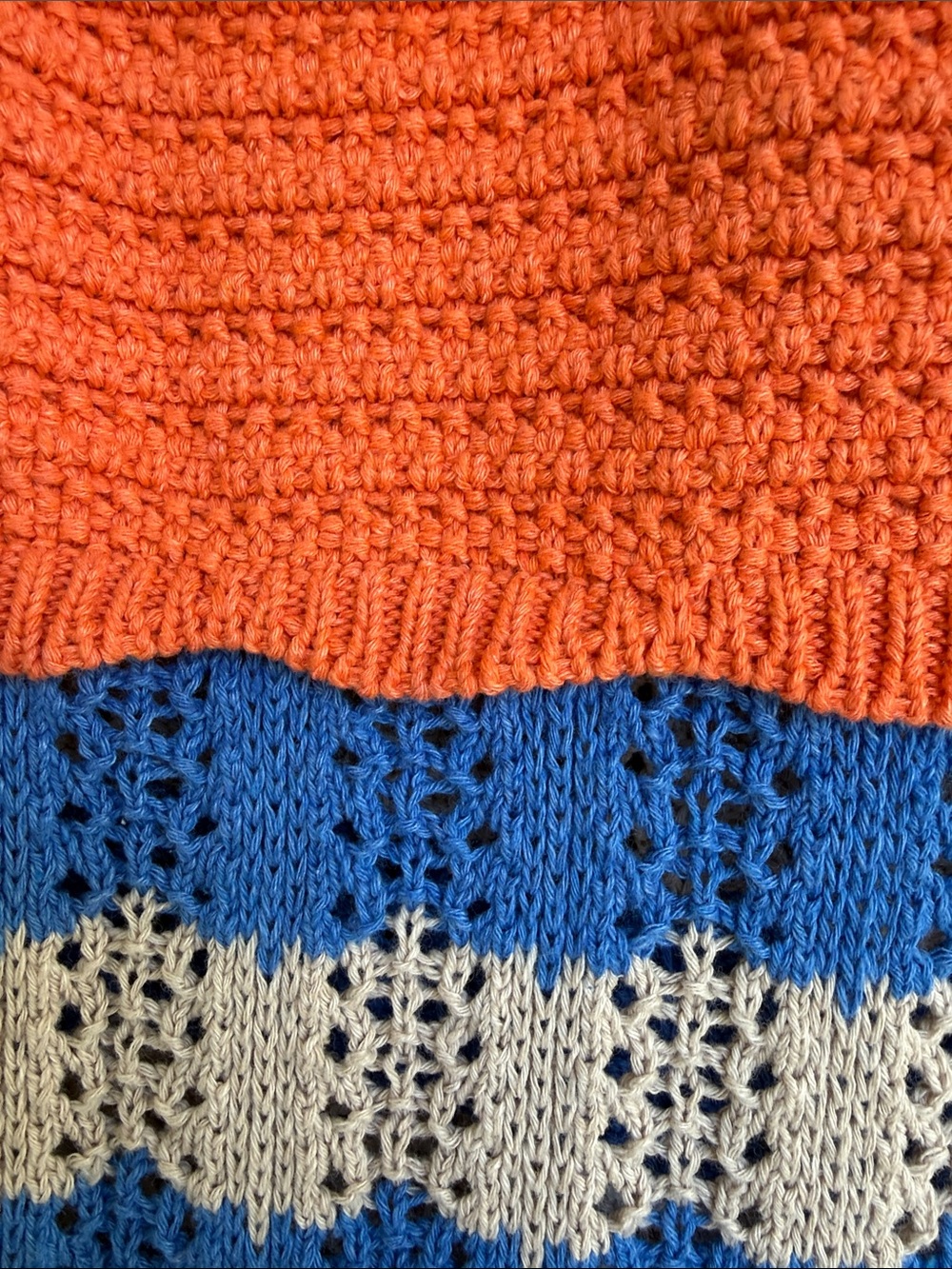 ZARA Blue/Orange Wavy Striped Crochet Knit Mini Dress Size Medium - Picture 5 of 11